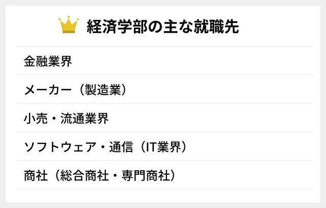 経済学部の主な就職先