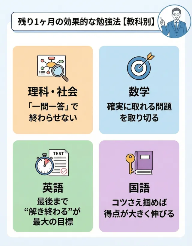 【教科別】残り1ヶ月の効果的な勉強法
