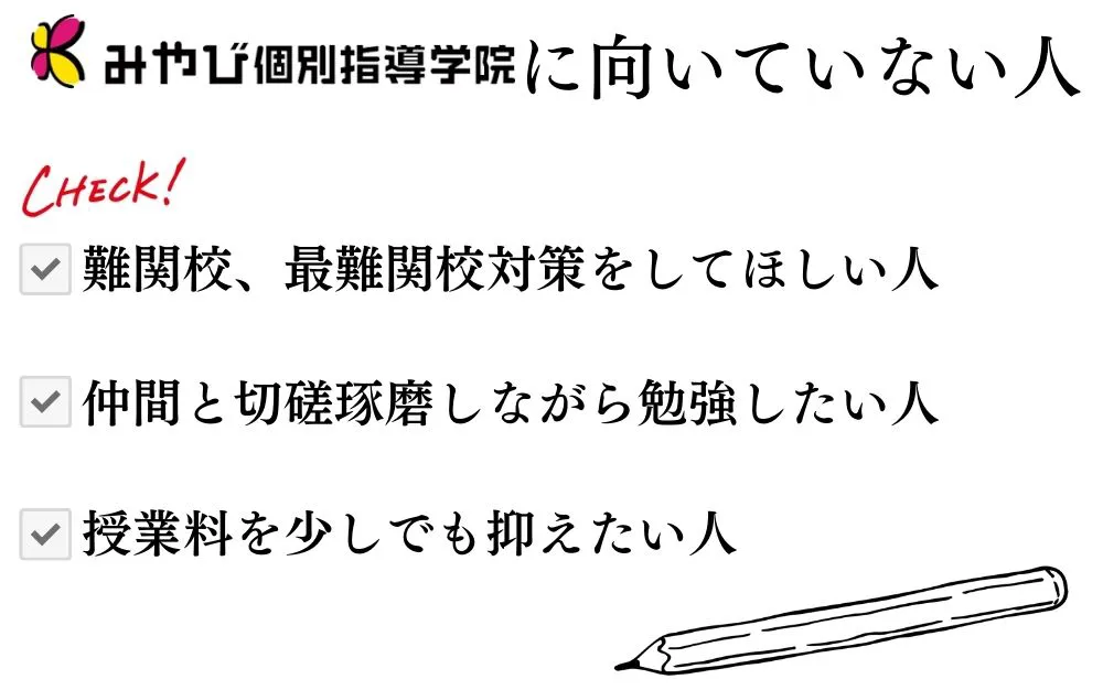 みやび個別指導学院に向いていない人