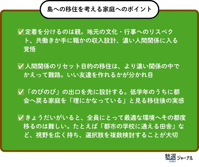 島への移住を考える過程へのポイント