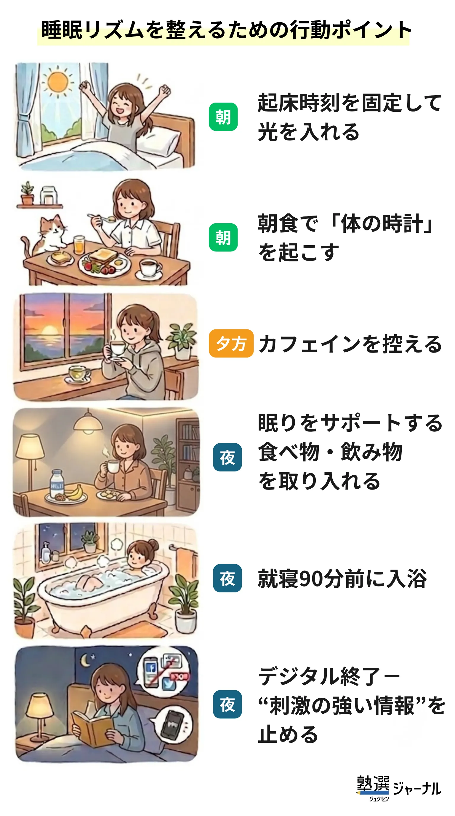 睡眠リズムを整えるための行動ポイント