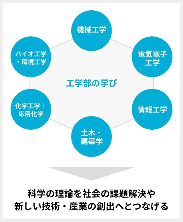 工学部で学ぶ内容の図