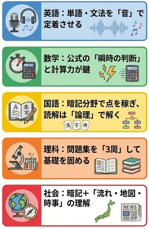 高校受験に向けた教科別の勉強法