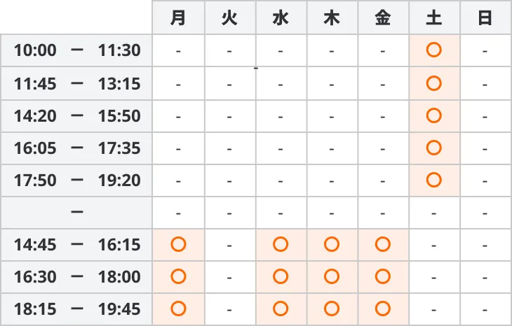 3519 Esl Club 時間割 渋谷校全コース