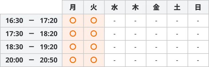 5562 サクセスゼミ（岐阜県）時間割 カルチャー教室