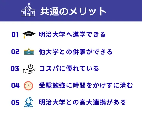明治大学附属高校共通のメリット