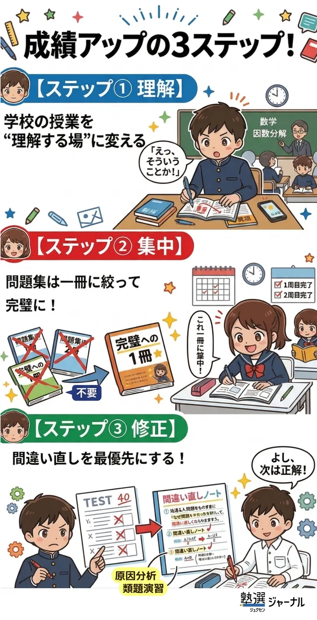 勉強の仕方が分からない中学生はこの3ステップを実践しよう_現役塾講師直伝