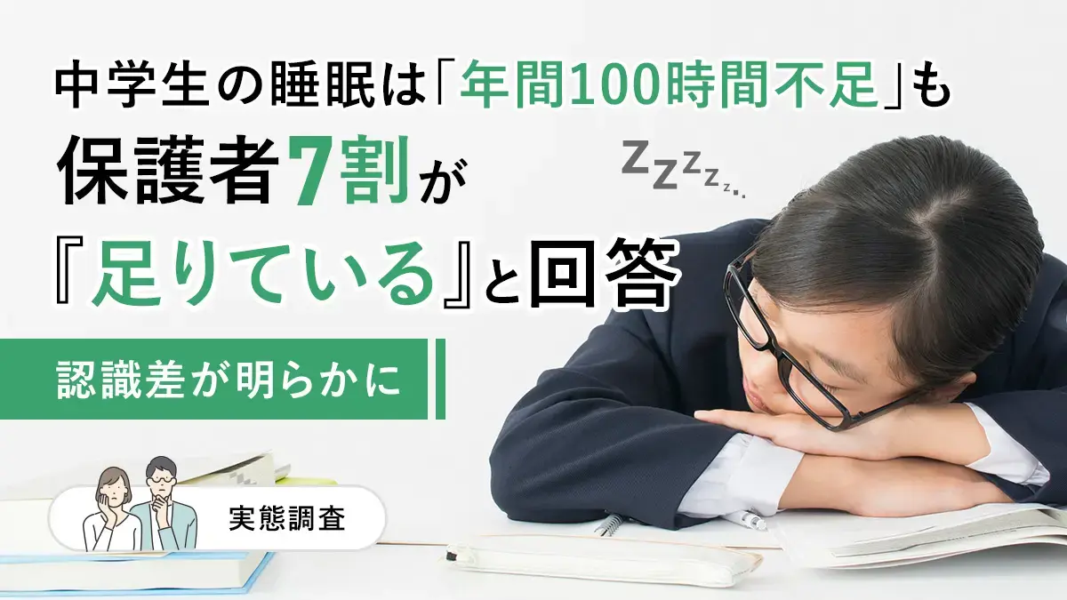 中学生の睡眠は「年間100時間不足」も保護者7割が「足りている」と回答－認識差が明らかに【実態調査】
