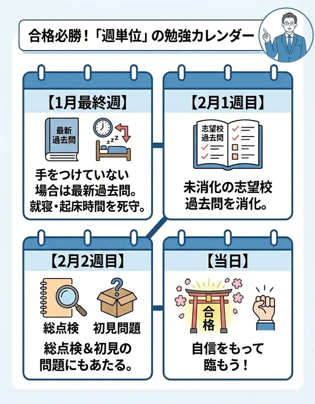合格必勝_高校入試当日までの週単位の勉強カレンダー