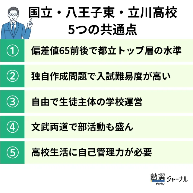 国立高校・八王子東高校・立川高校の5つの共通点