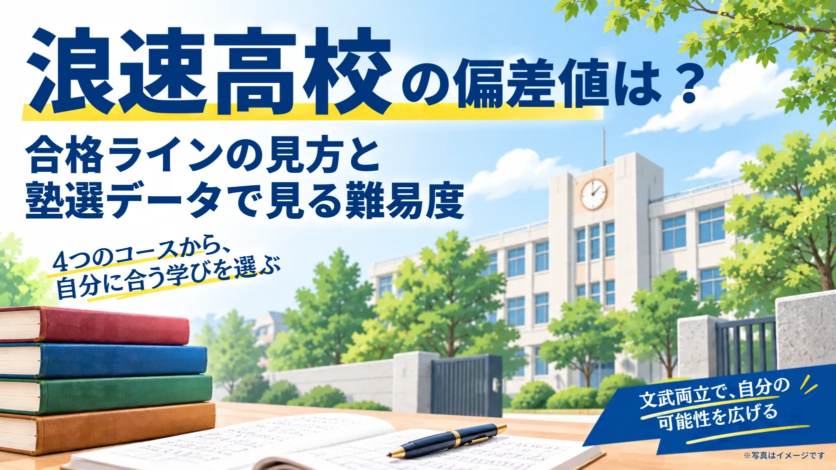 浪速高校の偏差値とコース別難易度！入試状況と塾選データ比較