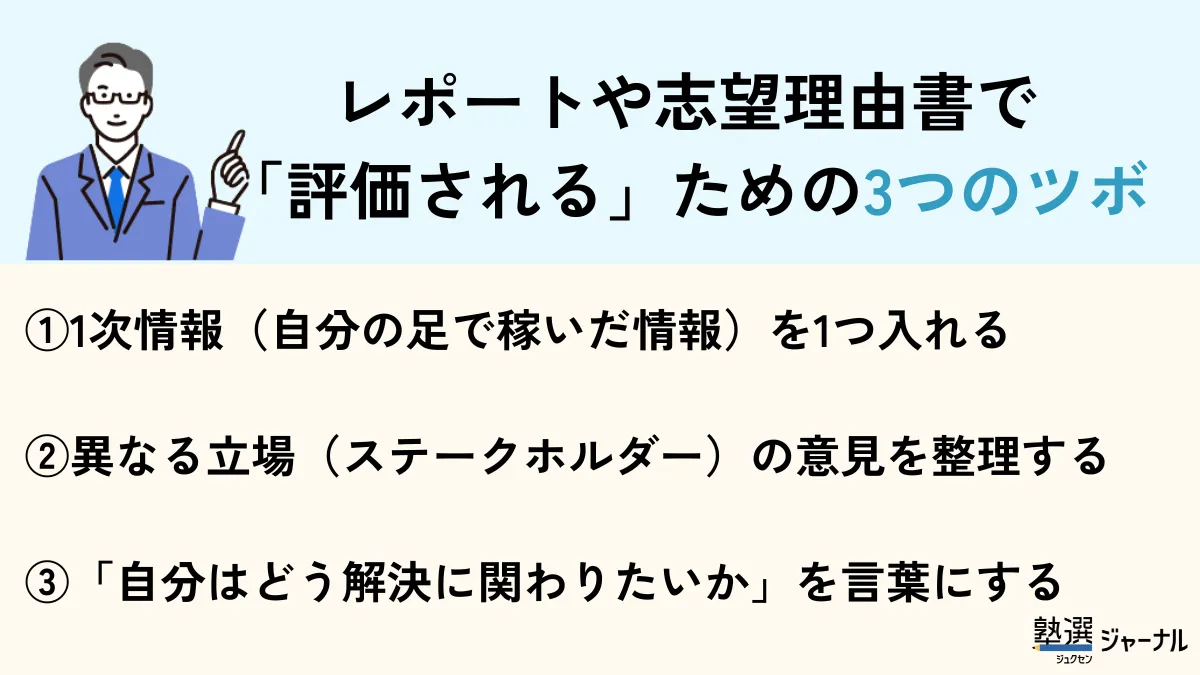 レポートなどで評価される3つのツボ