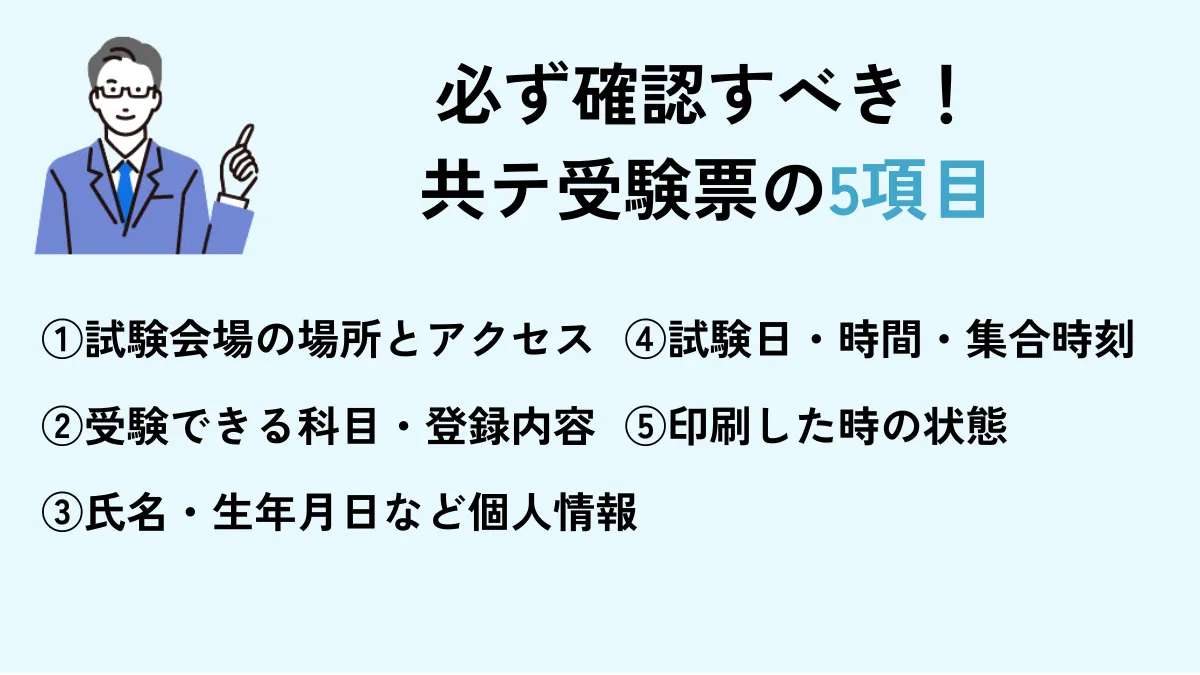 共通テストの受験票5項目