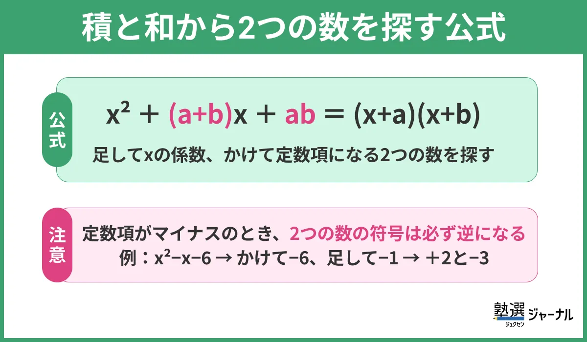 積と和から2つの数を探す公式