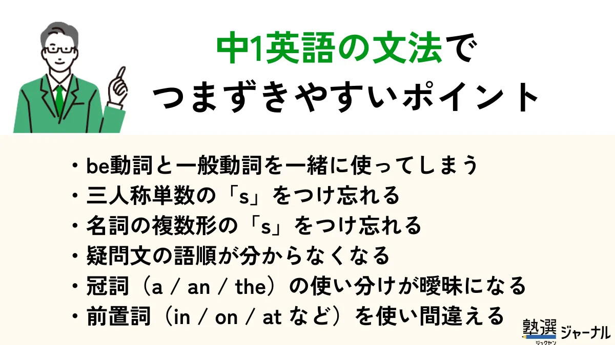 中1英語の文法でつまずきやすいポイント