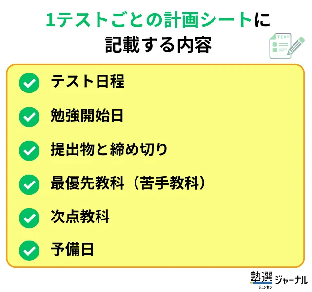 中学生の勉強計画_1テストごとの計画シートに記載する内容
