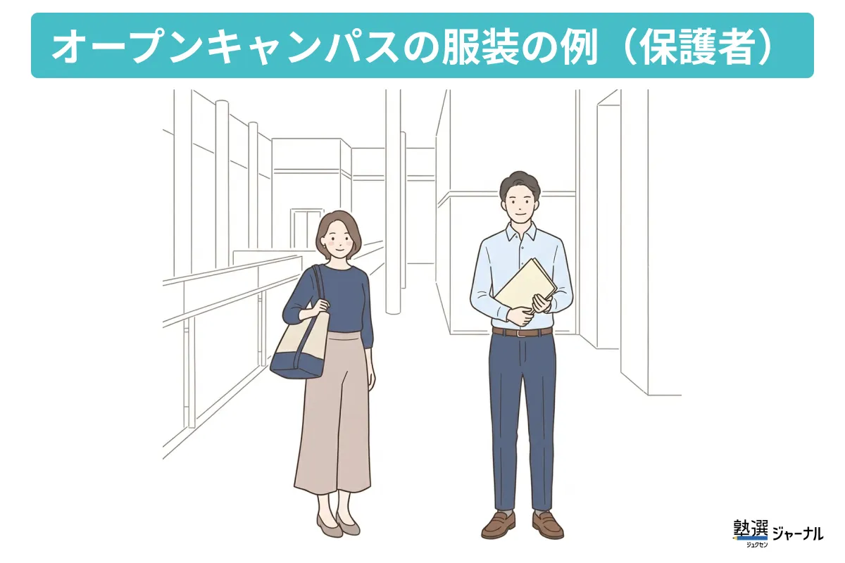 オープンキャンパスの服装例（保護者）