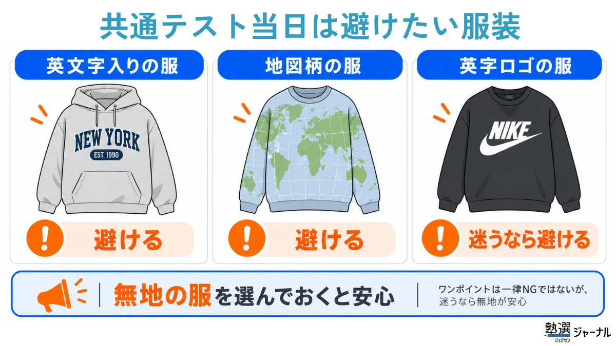 共通テスト当日は避けたい服装